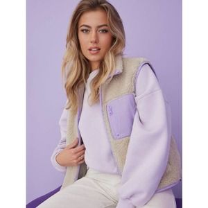 Vero Moda Vmcille Short Teddy Fleece Waistcoat Lavender Vest Size XS NWT